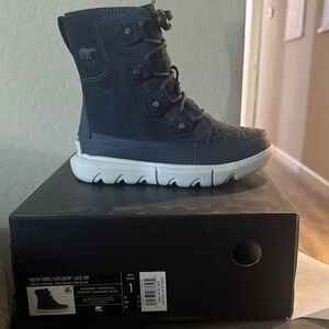 Sorel Kids Explorer Lace Boots - Dark Gray
